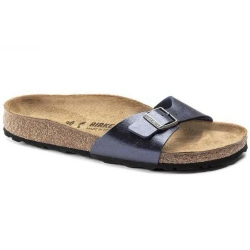 Birkenstock Sandals Patent Leather Size Women 4 Kids Size 2-3 Slide Blue Purple‎